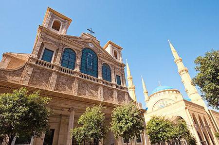 Beyrouth. St. George's Church and Mohammad Amine Mosque